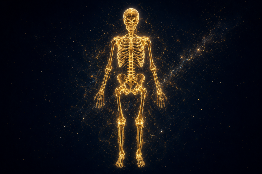 50 Amazing Facts About the Human Body You Never Knew Glowing human skeleton illustration highlighting bone facts