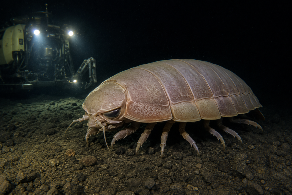35 Deep Sea Creatures That Look Like Alien Monsters Giant isopod crawling on the dark ocean floor like an alien insect