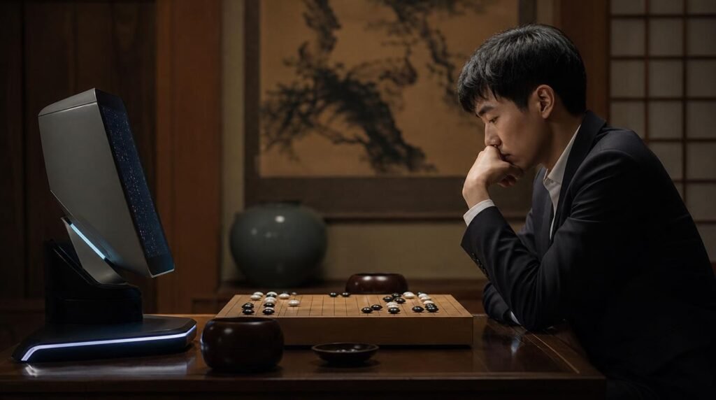 The Machine That Learned Without Being Taught A human Go champion facing an artificial intelligence opponent