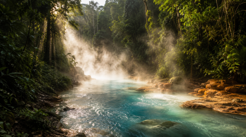 Shanay-Timpishka, the Boiling River flowing through the Peruvian Amazon rainforest